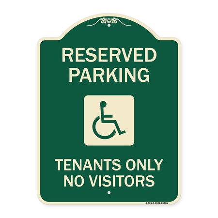 Signmission Reserved Parking Tenants No Visitors W/ Graphic Heavy-Gauge Aluminum Sign, 24" x 18", G-1824-23005 A-DES-G-1824-23005